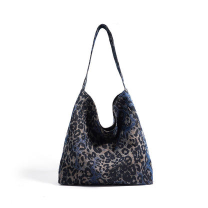 李記 | 原創手工真皮 | 磨砂豹紋帆布包w278號