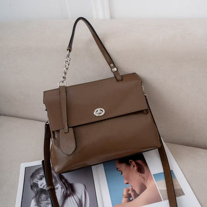 李記 | 原創手工真皮 | 韓版い頭層爆裂紋牛皮で手提包wy6012號