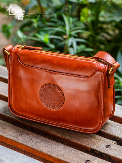 李記 | 原創手工真皮 | 純牛皮で九宮紋飾の肩背包YB0224號