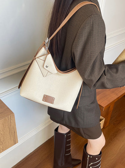 Li Ji | Original handmade leather | Contrast color large capacity tote bag YT9010