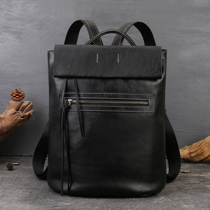 李記 | 原創手工真皮 | 極簡純色後背包zl8110號