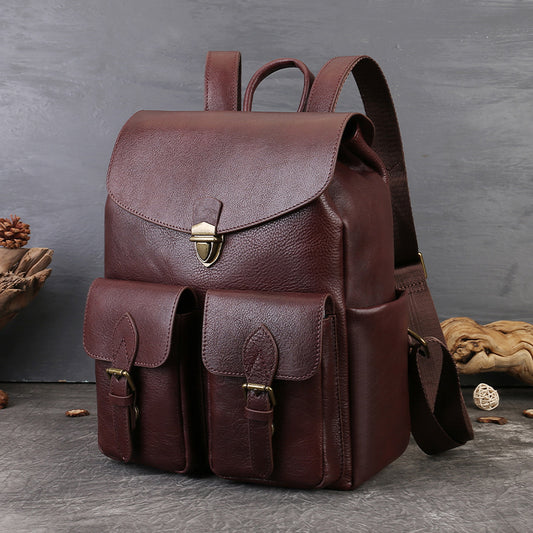 李記 | 原創手工真皮 | 男女兼用革リ15英吋後背包zl8112號