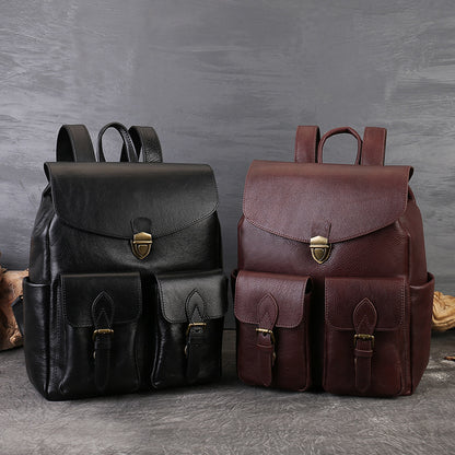 李記 | 原創手工真皮 | 男女兼用革リ15英吋後背包zl8112號