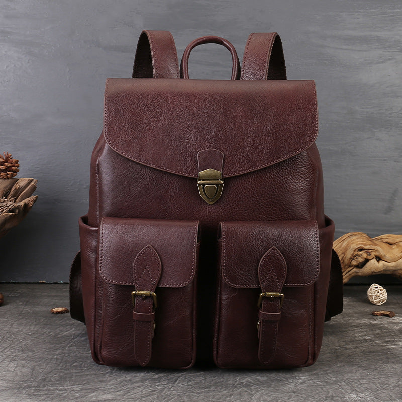 李記 | 原創手工真皮 | 男女兼用革リ15英吋後背包zl8112號