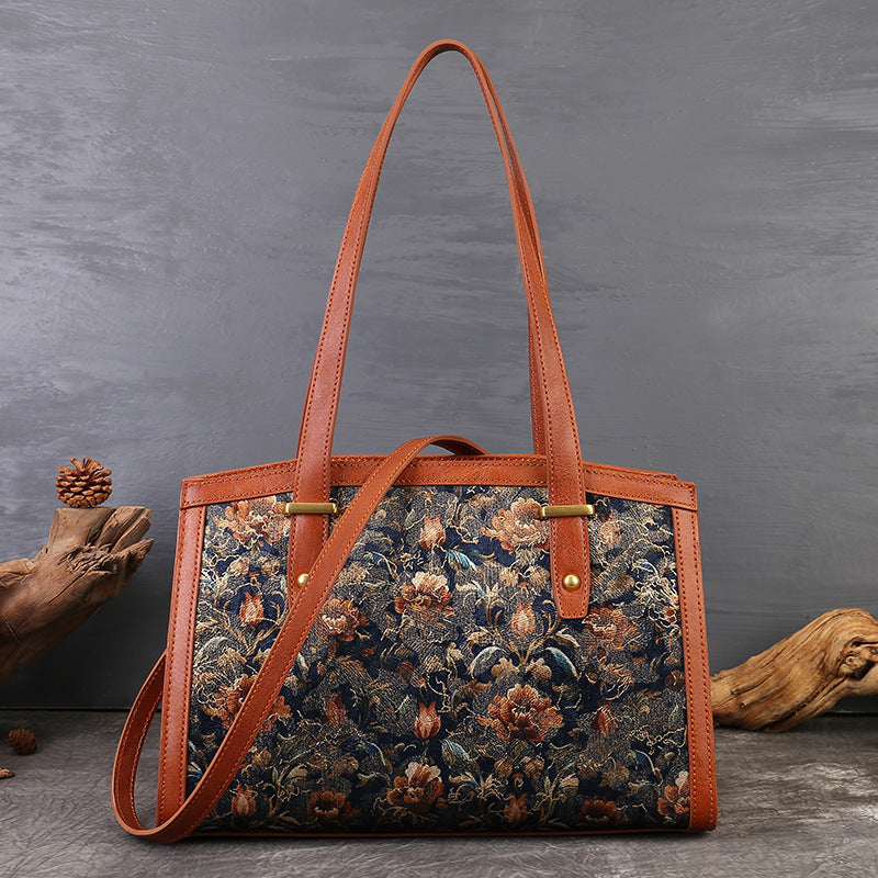 李記 | 原創手工真皮 | 繁花刺繡の大容量包zl96179號