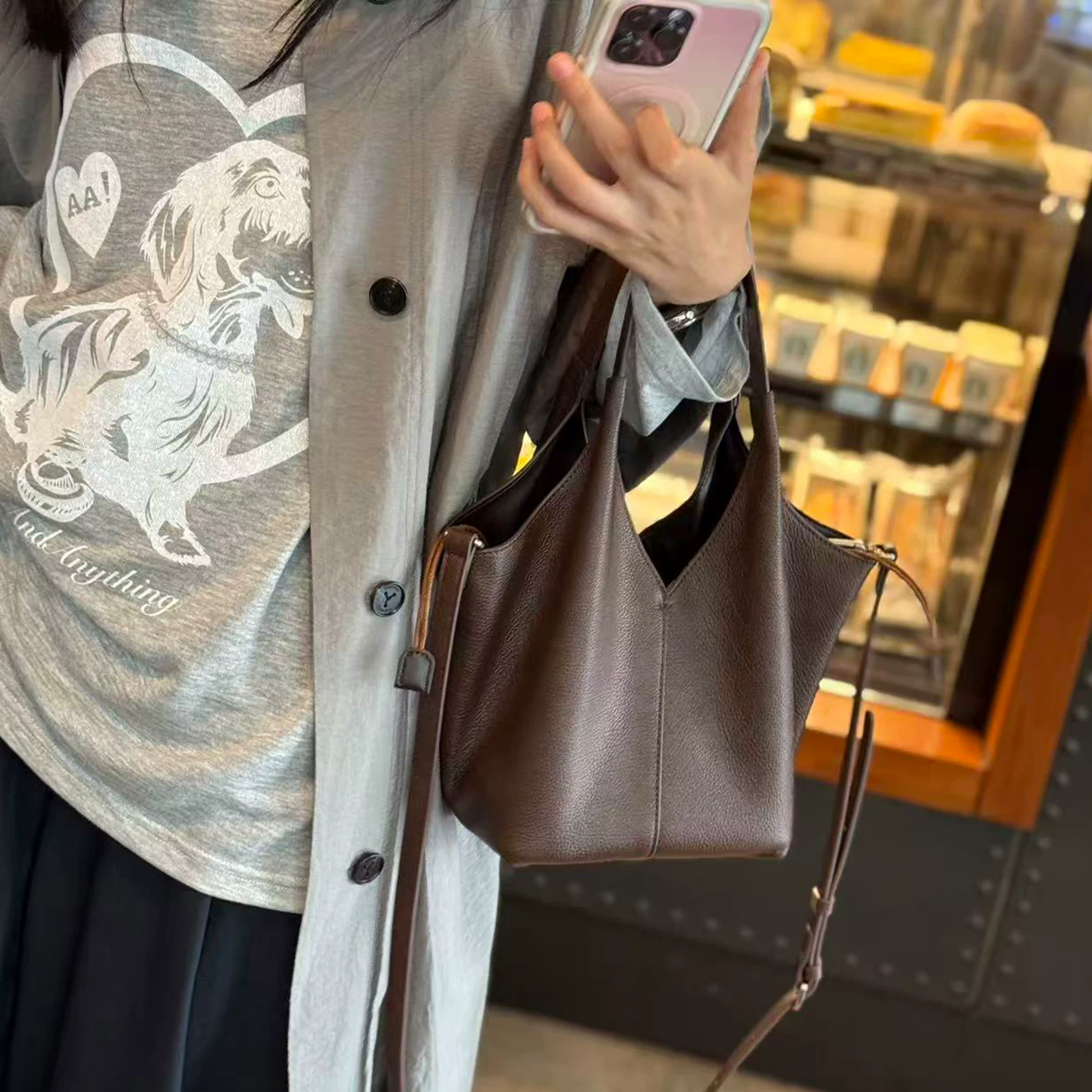 李記 | 原創手工真皮 | 休閒簡約風の菜籃子包aan235號