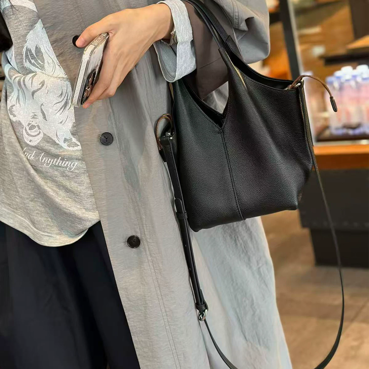 李記 | 原創手工真皮 | 休閒簡約風の菜籃子包aan235號