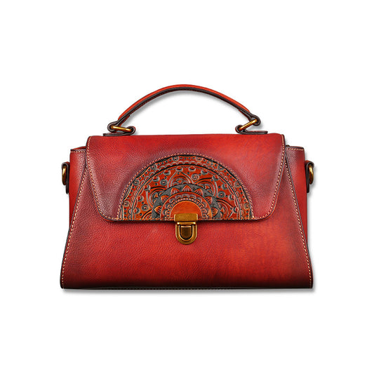 Li Ji | Original handmade leather | High-end and super elegant totem embossed handbag No. B199
