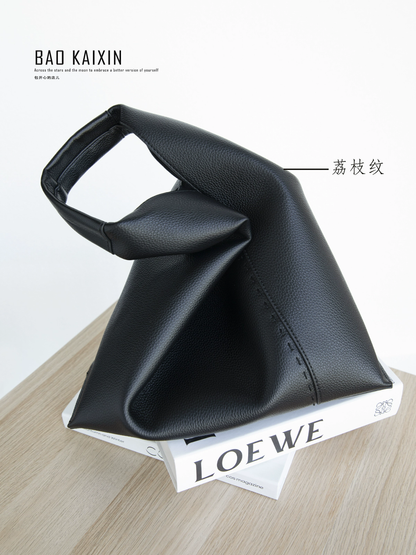 李記 | 原創手工真皮 | 極簡で純黑し通勤包bb15號