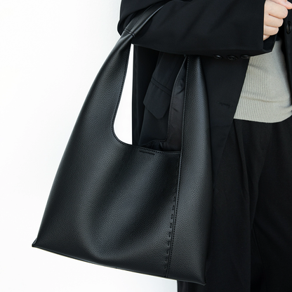 李記 | 原創手工真皮 | 極簡で純黑し通勤包bb15號