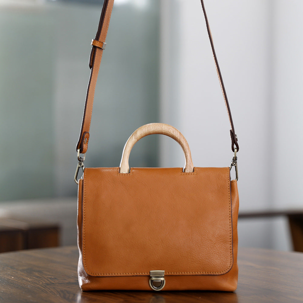 李記 | 原創手工真皮 | 日系簡約い手作げ木の手提包bs0202號