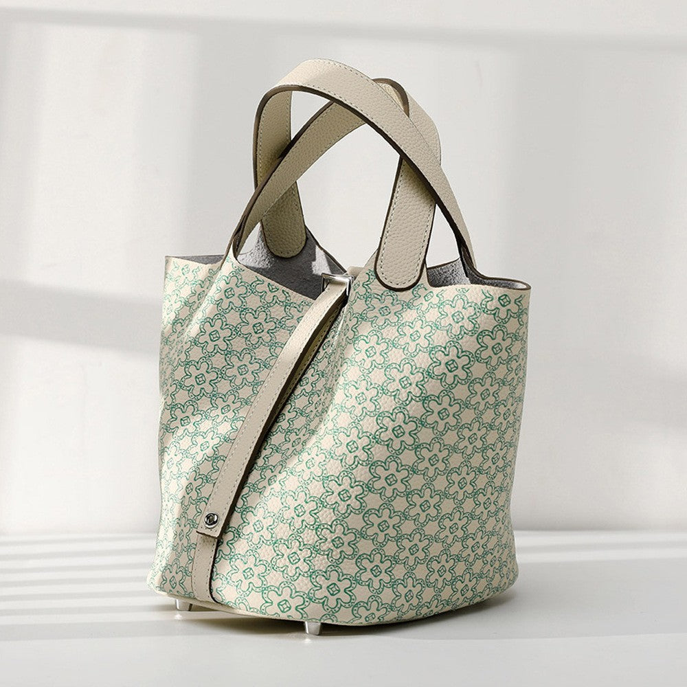 李記 | 原創手工真皮 | 頭層Togo牛皮い彩繪菜籃子手提包ch505號