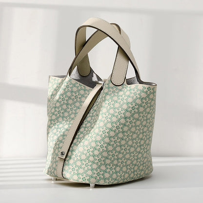 李記 | 原創手工真皮 | 頭層Togo牛皮い彩繪菜籃子手提包ch505號