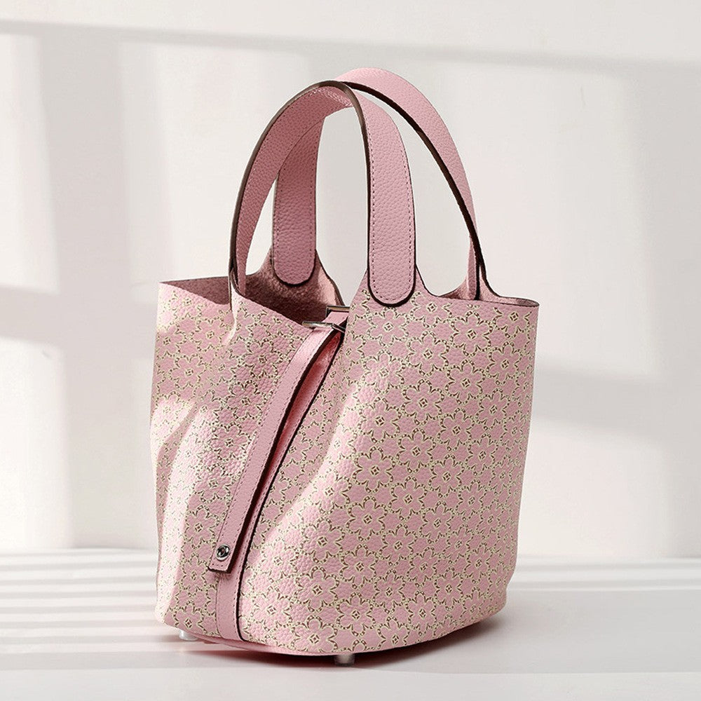 李記 | 原創手工真皮 | 頭層Togo牛皮い彩繪菜籃子手提包ch505號