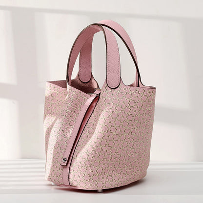 李記 | 原創手工真皮 | 頭層Togo牛皮い彩繪菜籃子手提包ch505號