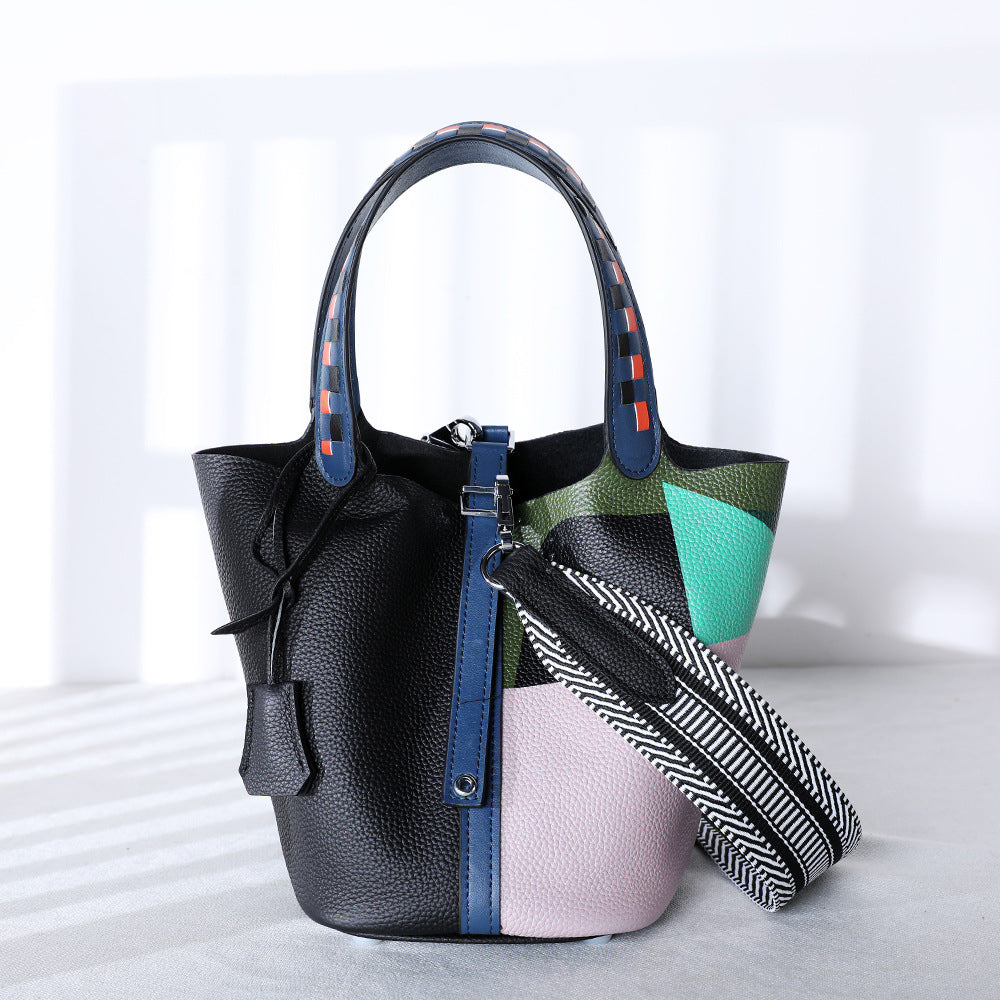 李記 | 原創手工真皮 | 頭層Togo牛皮い彩繪菜籃子手提包ch505號