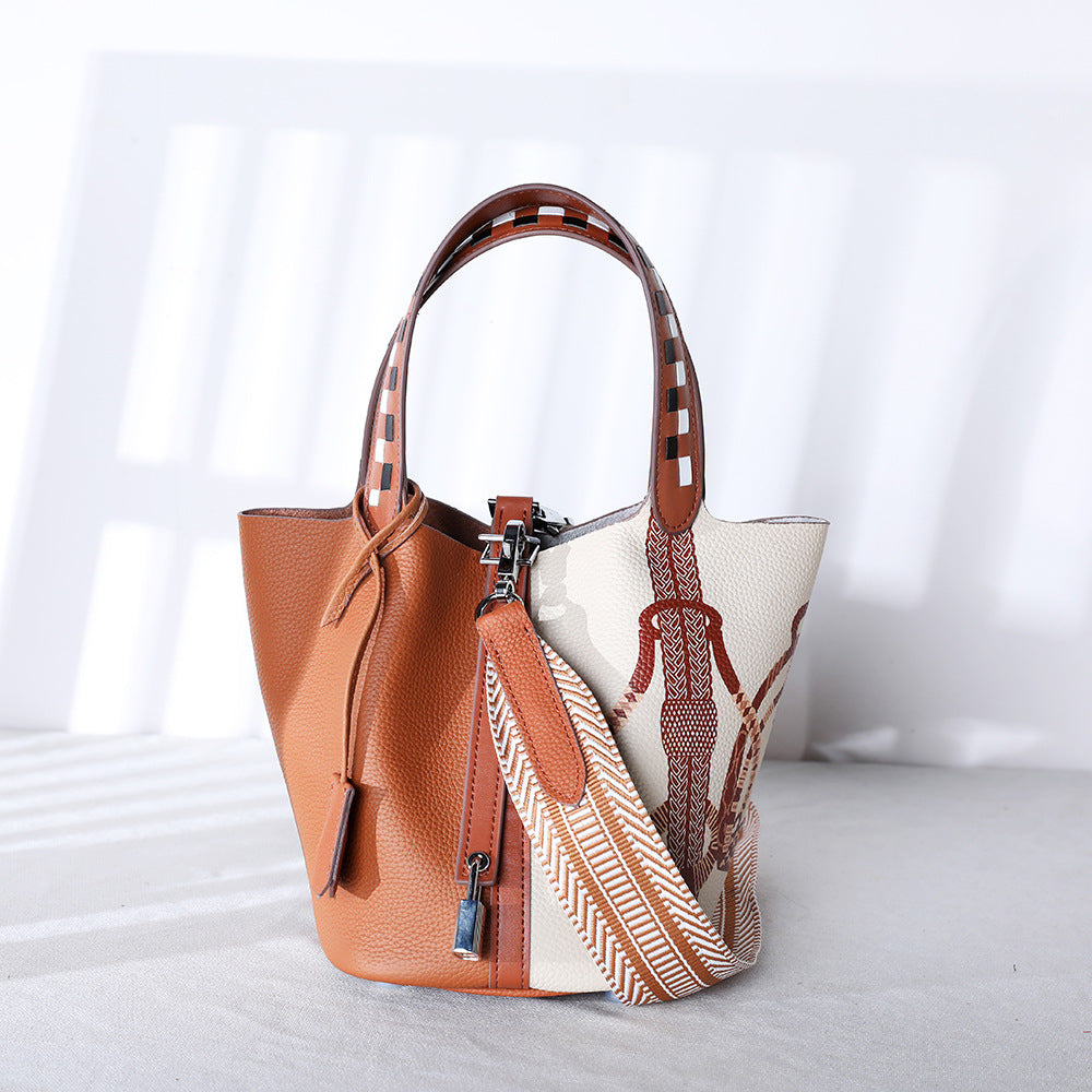 李記 | 原創手工真皮 | 頭層Togo牛皮い彩繪菜籃子手提包ch505號