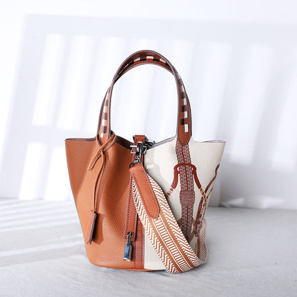 李記 | 原創手工真皮 | 頭層Togo牛皮い彩繪菜籃子手提包ch505號