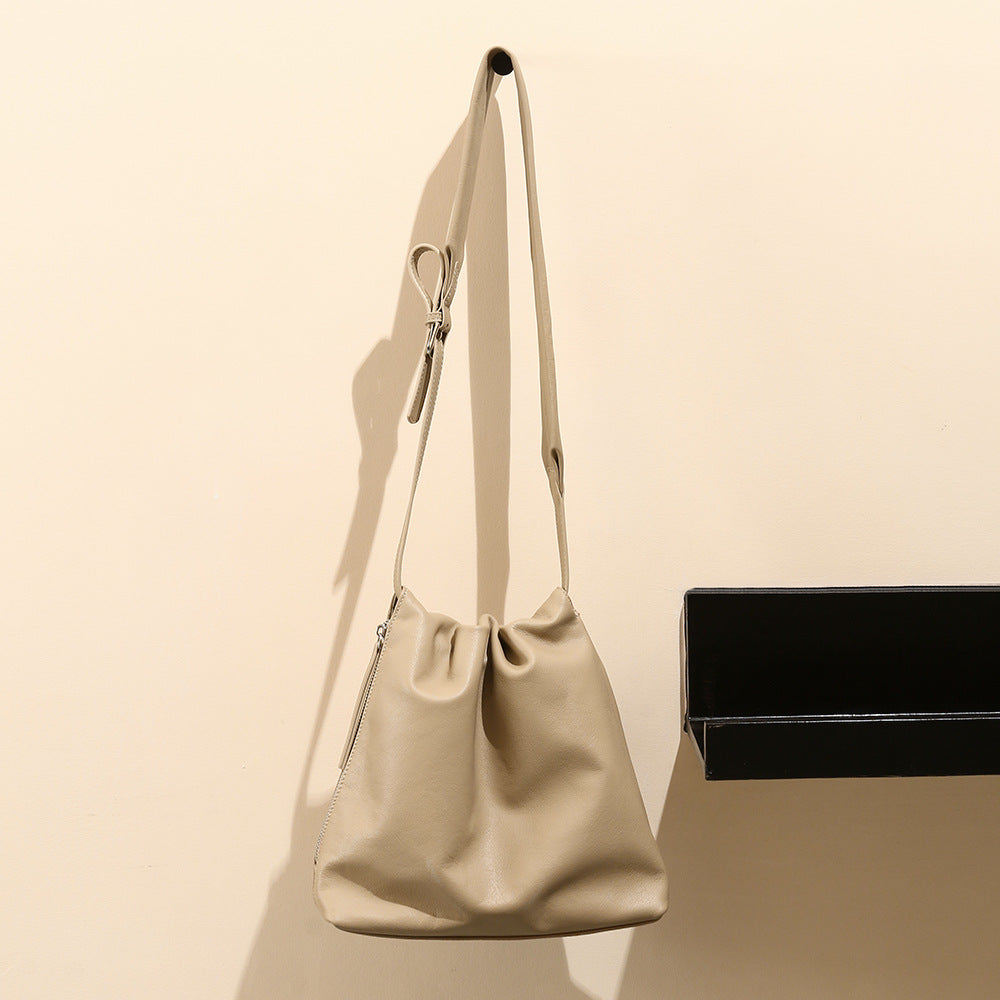 李記 | 原創手工真皮 | 韓系い褶皺側邊拉鏈し手提包jy6008號