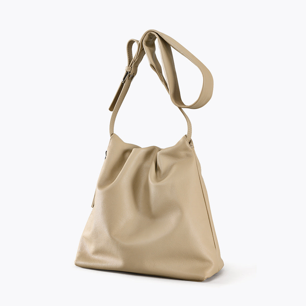 李記 | 原創手工真皮 | 韓系い褶皺側邊拉鏈し手提包jy6008號