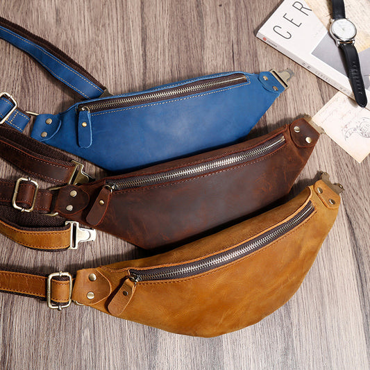 李記 | 手工原創 | 真皮皮製メ斜挎胸包 6549號