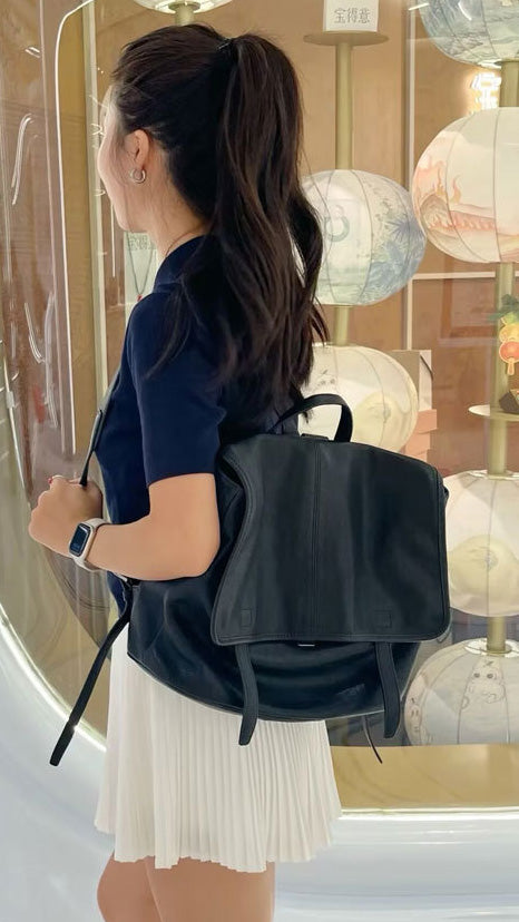 李記 | 原創手工真皮 | 皮料糯糯嘰嘰~慵懶鬆弛又能裝~後背包B251號