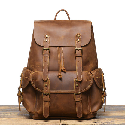 李記 | 原創手工真皮 | 頭層牛皮で出差旅行ハ抽繩後背包LG1939號