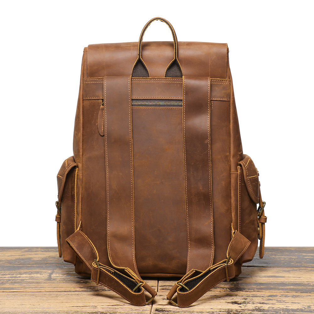 李記 | 原創手工真皮 | 頭層牛皮で出差旅行ハ抽繩後背包LG1939號