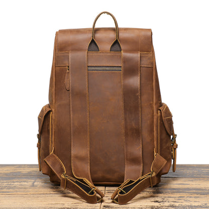 李記 | 原創手工真皮 | 頭層牛皮で出差旅行ハ抽繩後背包LG1939號