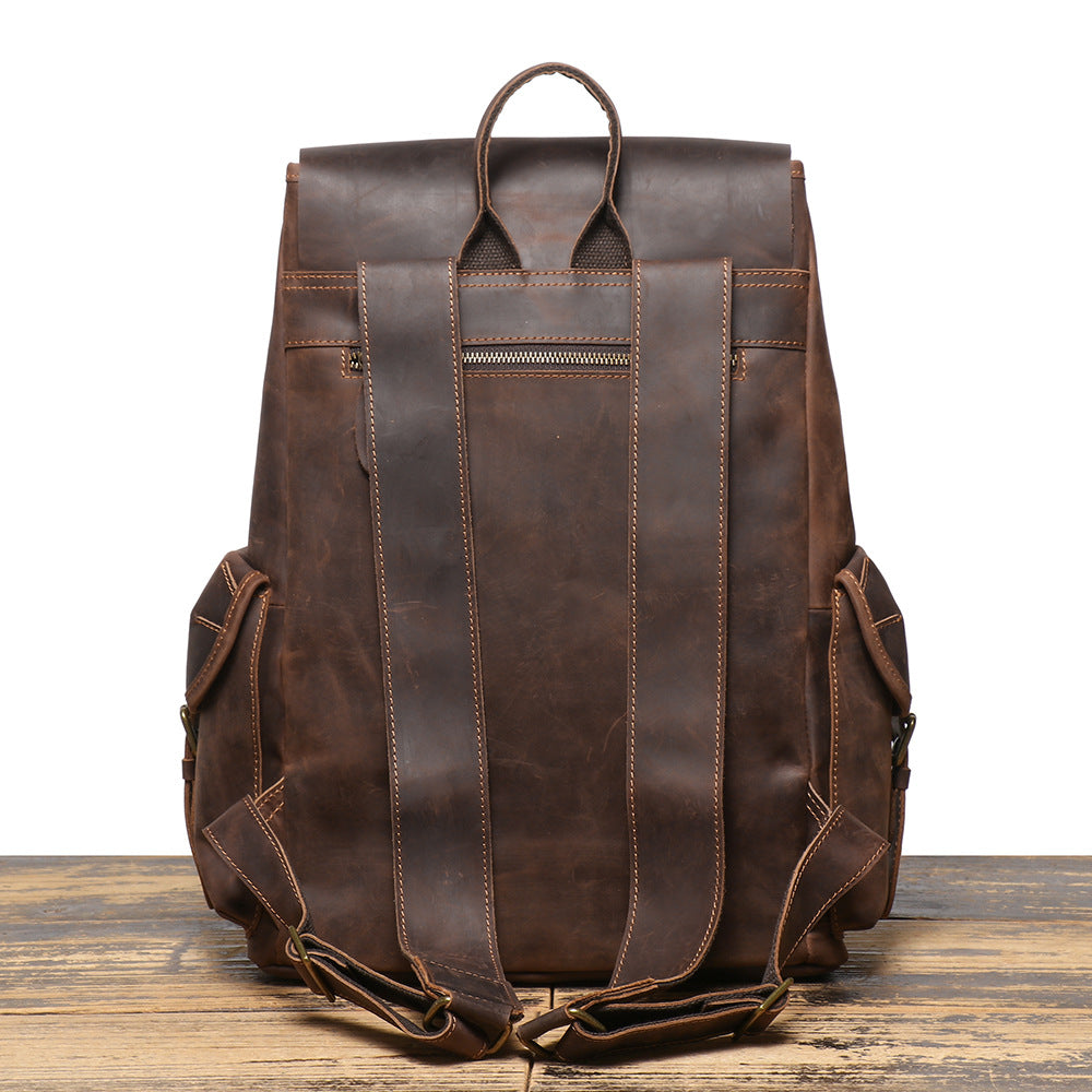 李記 | 原創手工真皮 | 頭層牛皮で出差旅行ハ抽繩後背包LG1939號