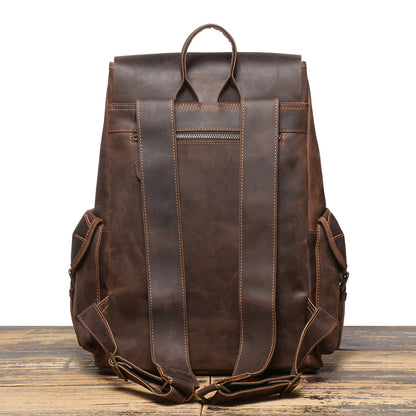 李記 | 原創手工真皮 | 頭層牛皮で出差旅行ハ抽繩後背包LG1939號