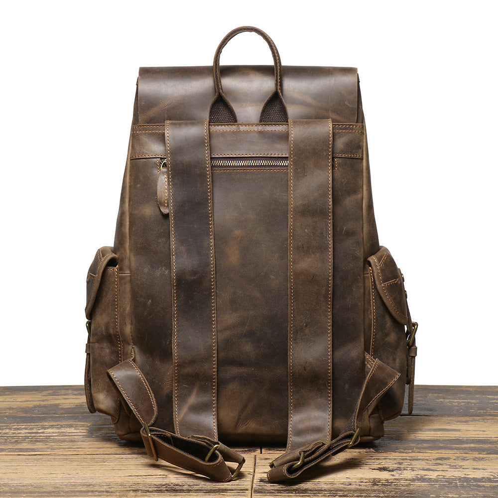 李記 | 原創手工真皮 | 頭層牛皮で出差旅行ハ抽繩後背包LG1939號