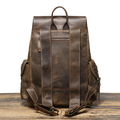 李記 | 原創手工真皮 | 頭層牛皮で出差旅行ハ抽繩後背包LG1939號