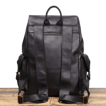 李記 | 原創手工真皮 | 頭層牛皮で出差旅行ハ抽繩後背包LG1939號
