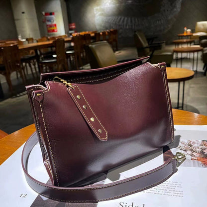 李記 | 原創手工真皮 | 雙肩帶ッグ植鞣皮や革通勤包N1049號