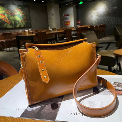 李記 | 原創手工真皮 | 雙肩帶ッグ植鞣皮や革通勤包N1049號