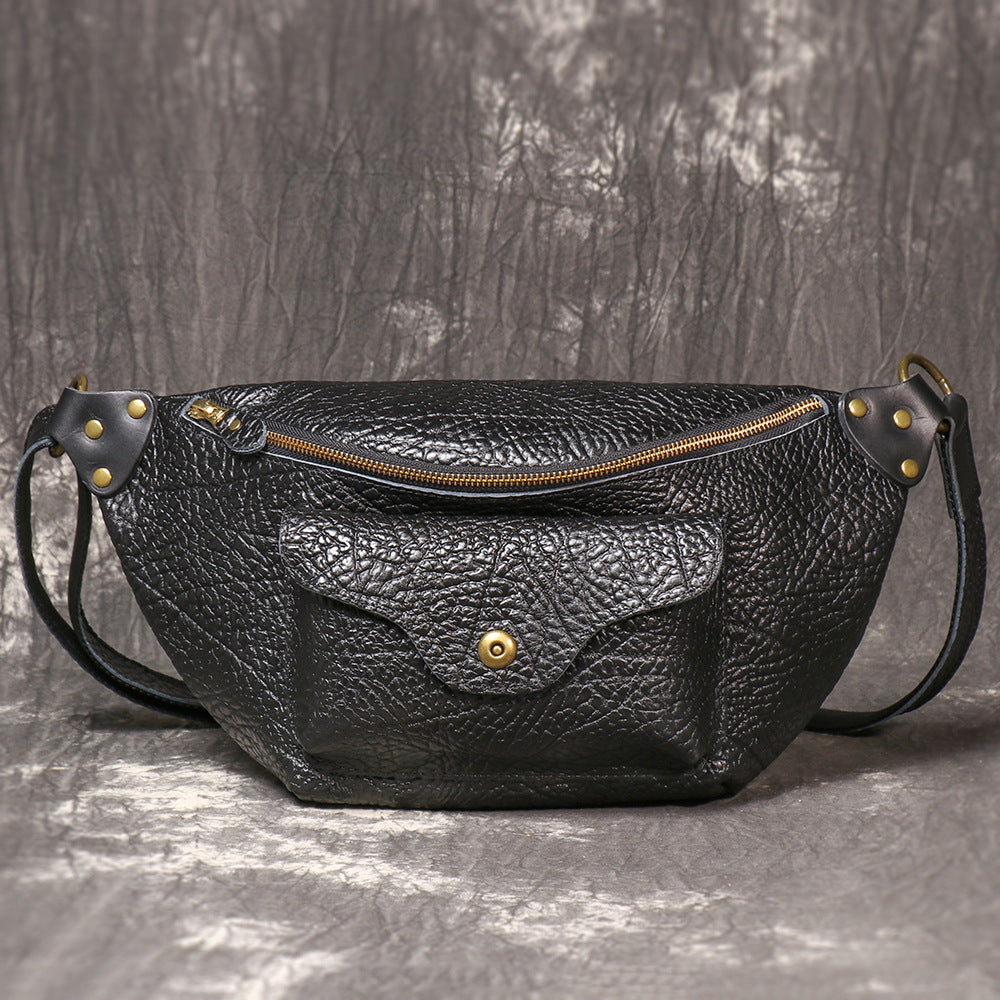 李記 | 原創手工真皮 | 復古水洗帆布キャ斜挎中包 厚牛皮 代工款 20939號