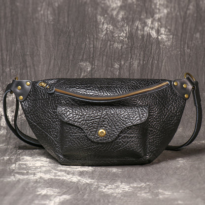 李記 | 原創手工真皮 | 復古水洗帆布キャ斜挎中包 厚牛皮 代工款 20939號