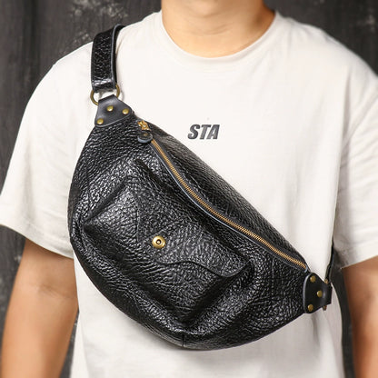 李記 | 原創手工真皮 | 復古水洗帆布キャ斜挎中包 厚牛皮 代工款 20939號