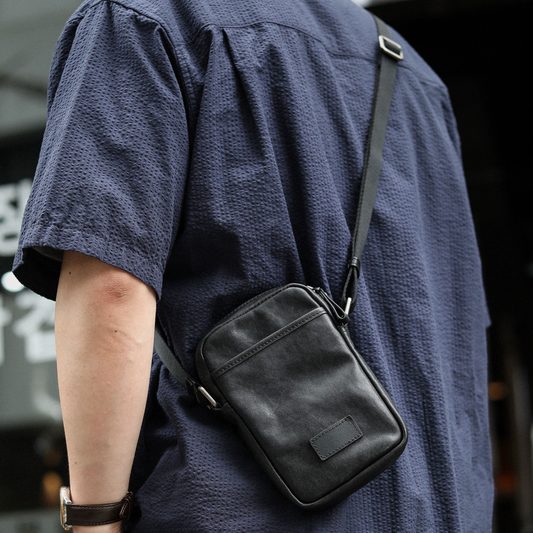 李記 | 原創手工真皮 | 都市男的【顯瘦减齡】休閒小背包ls075號