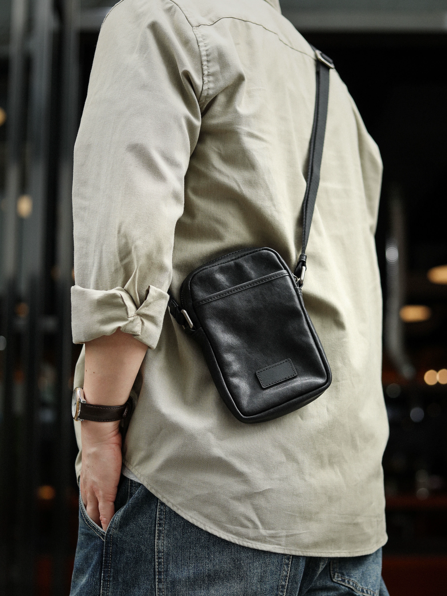 李記 | 原創手工真皮 | 都市男的【顯瘦减齡】休閒小背包ls075號