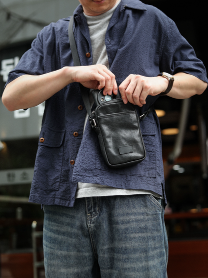 李記 | 原創手工真皮 | 都市男的【顯瘦减齡】休閒小背包ls075號