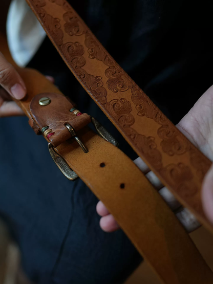 李記 | 原創手工真皮 | 雕花銅扣！！百搭休閒皮帶腰帶ls17723號