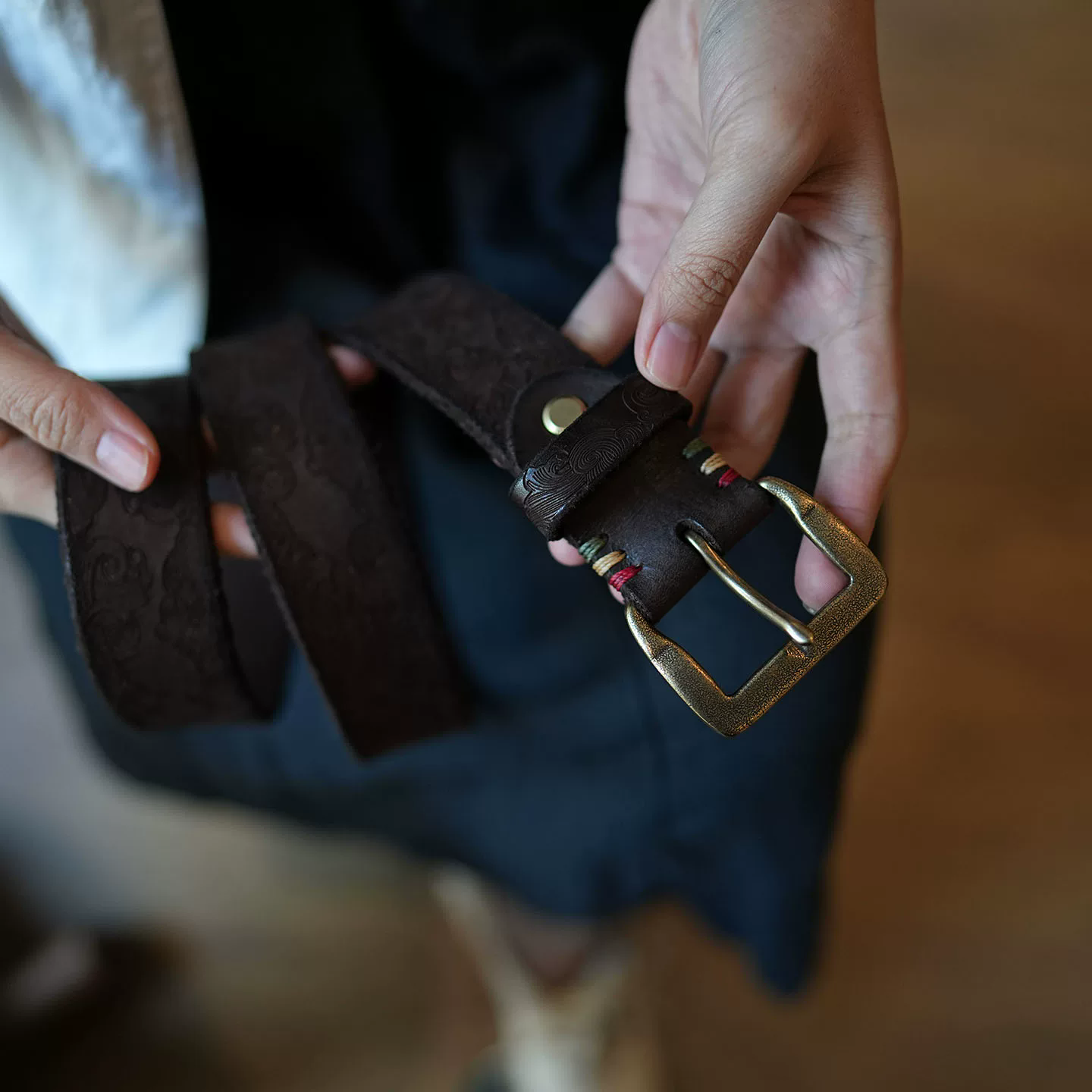 李記 | 原創手工真皮 | 雕花銅扣！！百搭休閒皮帶腰帶ls17723號