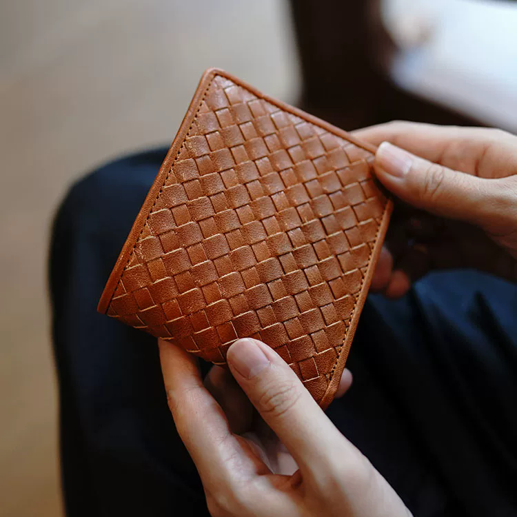 李記 | 原創手工真皮 | 手製リ編織の短款錢包ls117號