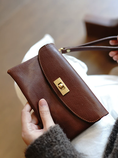 李記 | 原創手工真皮 | 簡約鎖扣ク携帯収納ハ手拿包ls126號