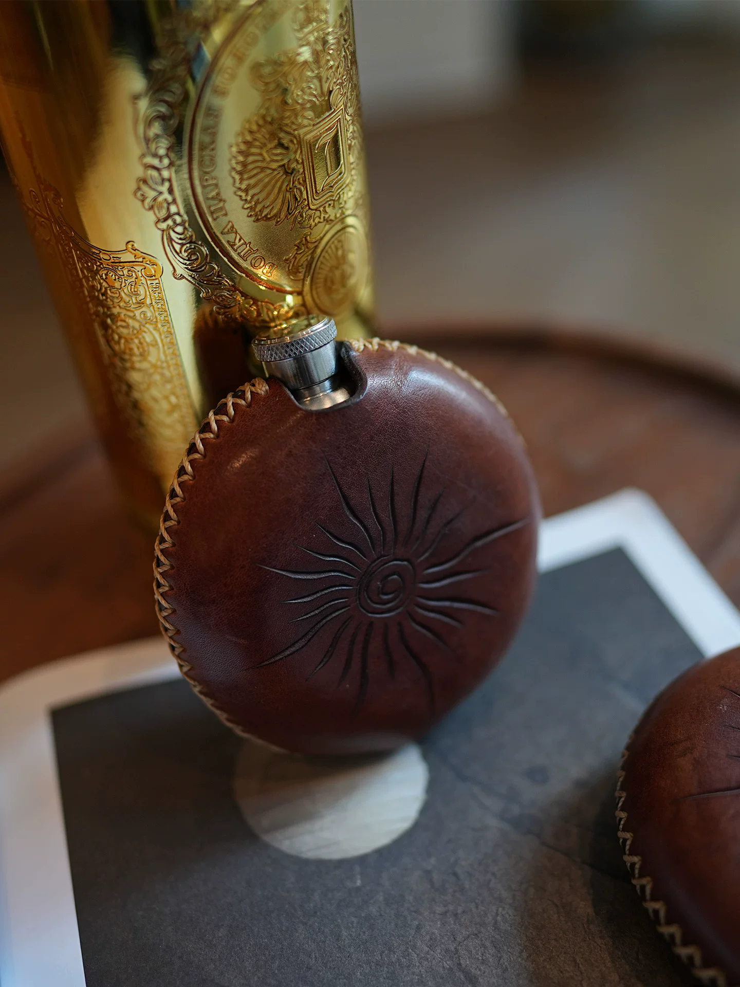 李記 | 原創手工真皮 | 304不銹鋼戶外の隨身便攜小酒壺ls17023號