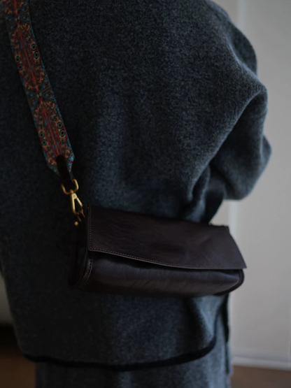 李記 | 原創手工真皮 | 民族風~寬肩帶い洋氣小方包ls192號