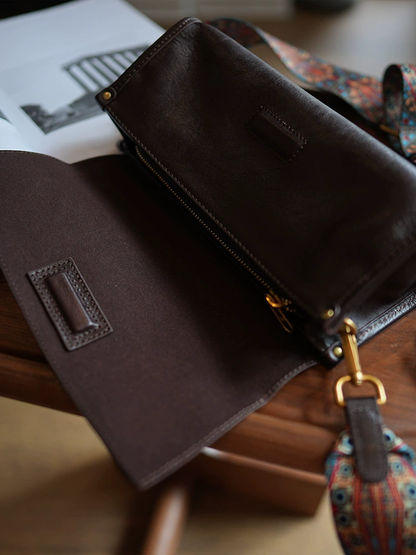 李記 | 原創手工真皮 | 民族風~寬肩帶い洋氣小方包ls192號