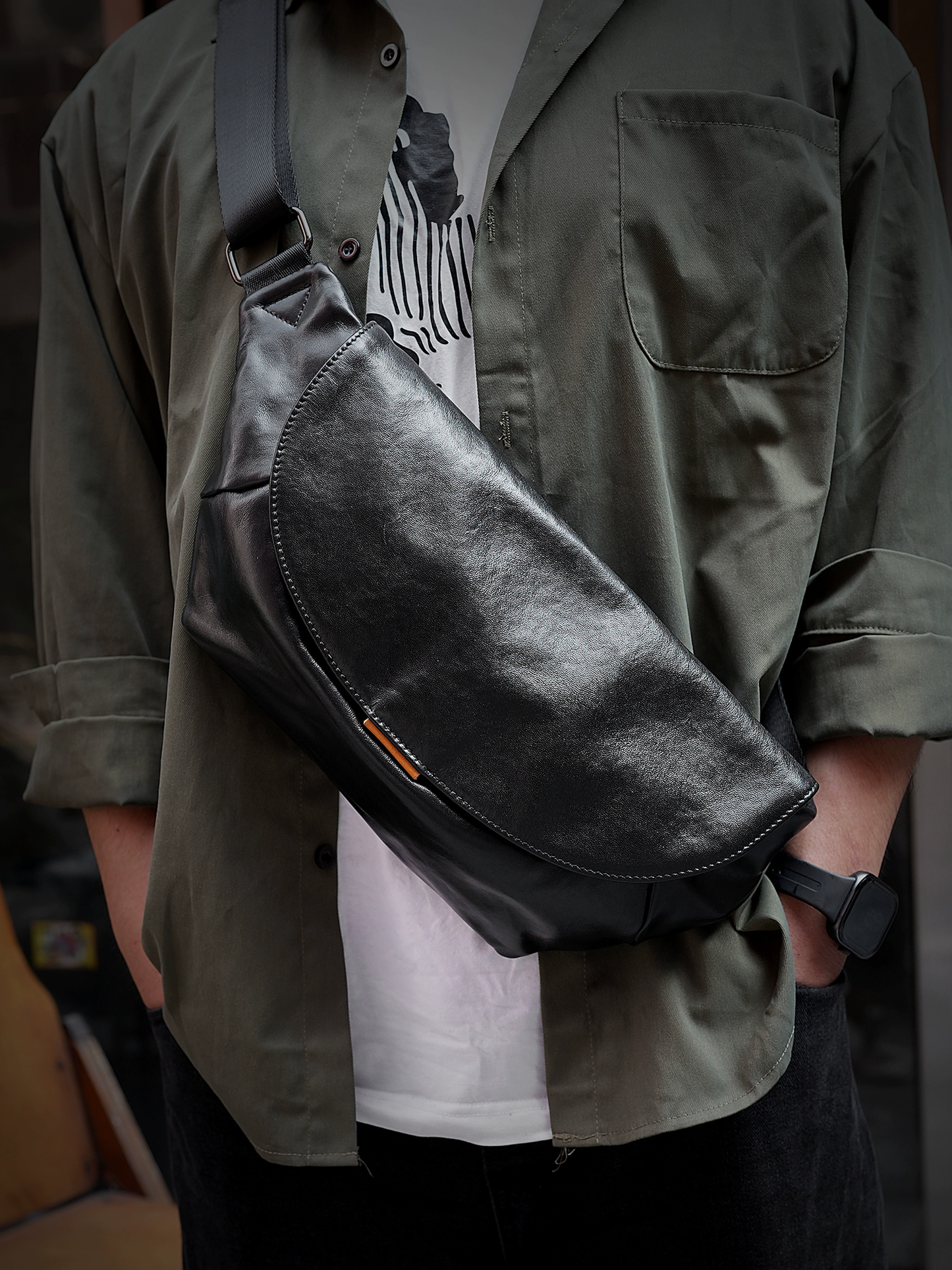 李記 | 原創手工真皮 | 極簡不臃腫の斜唄包ls218號